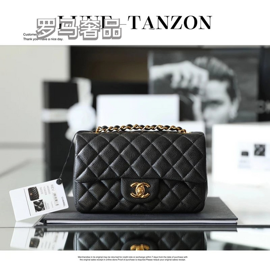Luxury Black Quilted Leather Small Flap Bag with Gold-Tone Hardware