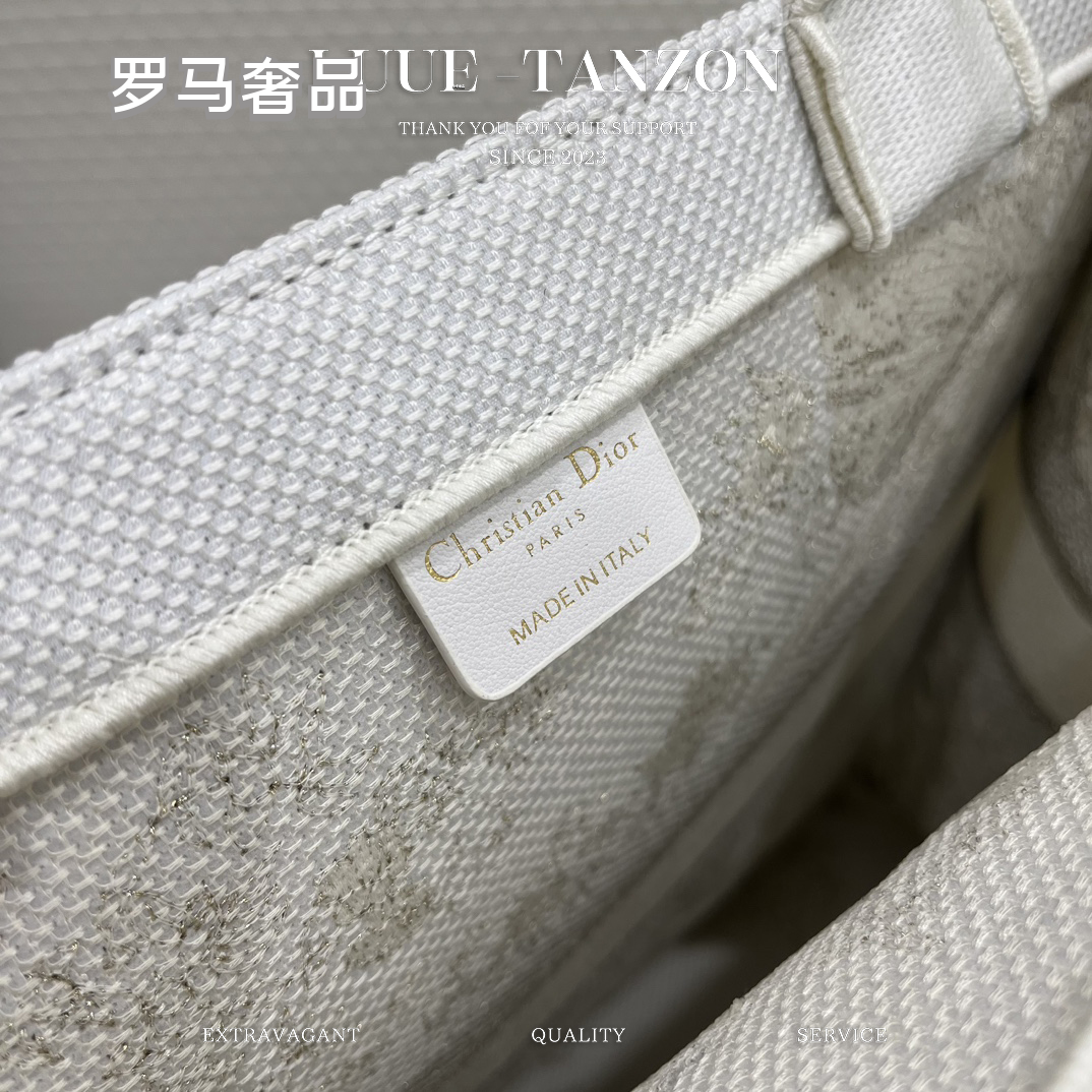 Dior Grey Toile de Jouy Embroidered Canvas Tote Bag Luxury Handbag
