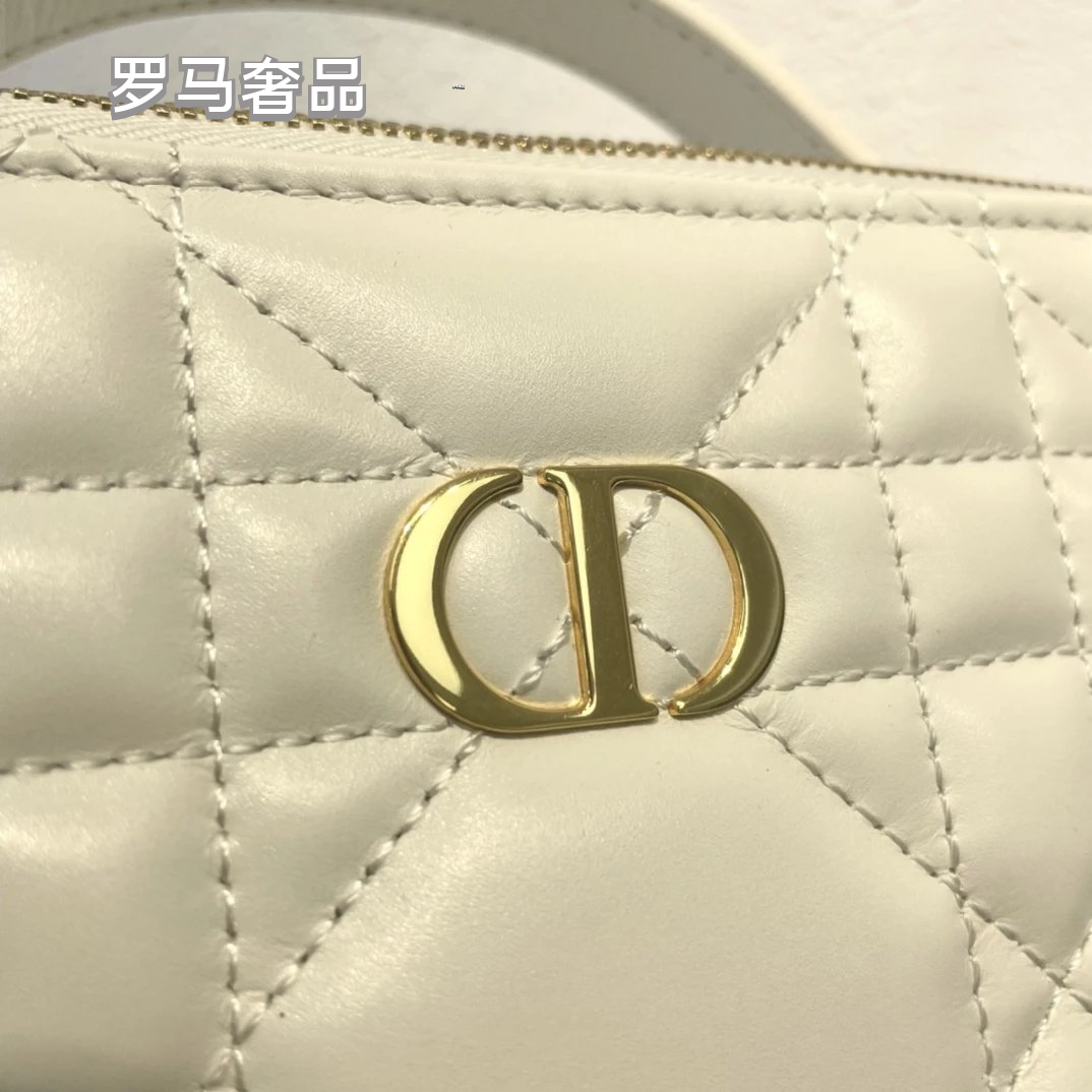 Dior Luxury Quilted Leather Vanity Case Travel Cosmetic Makeup Bag