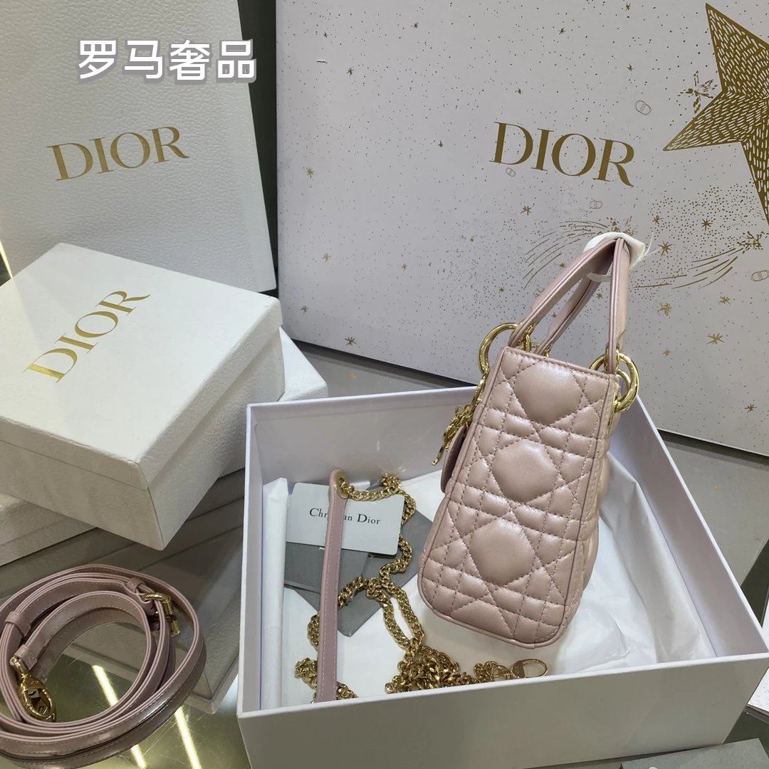 Dior Classic White Quilted Leather Mini Top Handle Bag with Silver Hardware