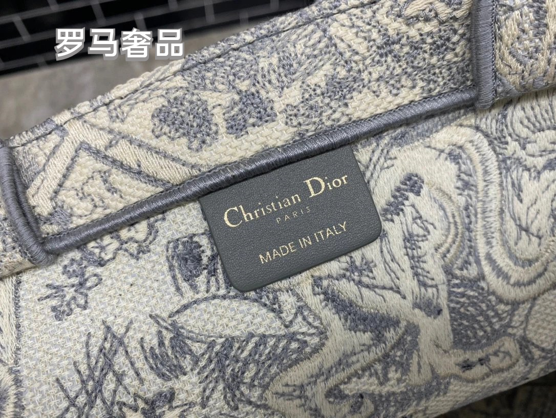 Dior Vintage Toile Embroidered Canvas Tote Bag Luxury Floral Handbag