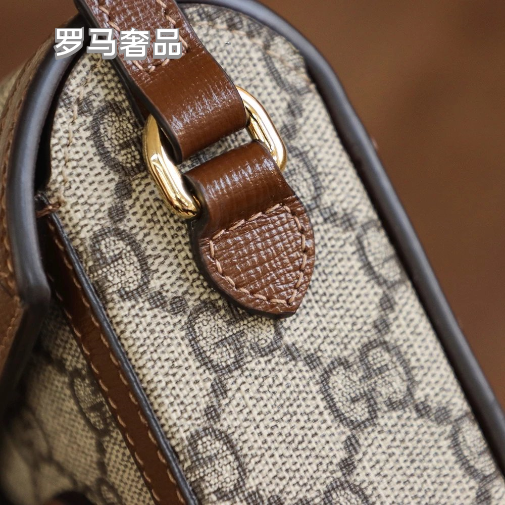 Gucci Classic Monogram Canvas Mini Crossbody Bag with Horsebit Hardware