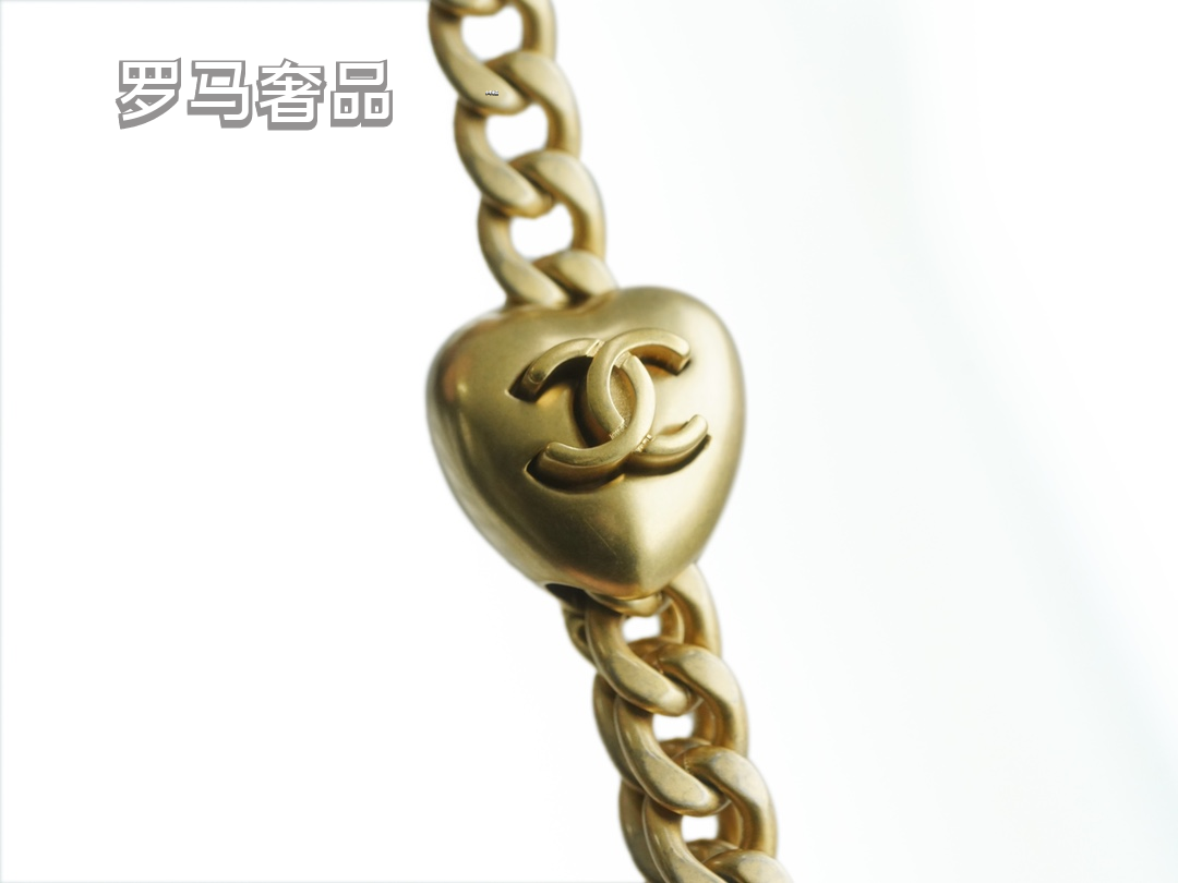 Chanel Quilted Leather Mini Flap Bag with Gold Heart Charm Chain - Black