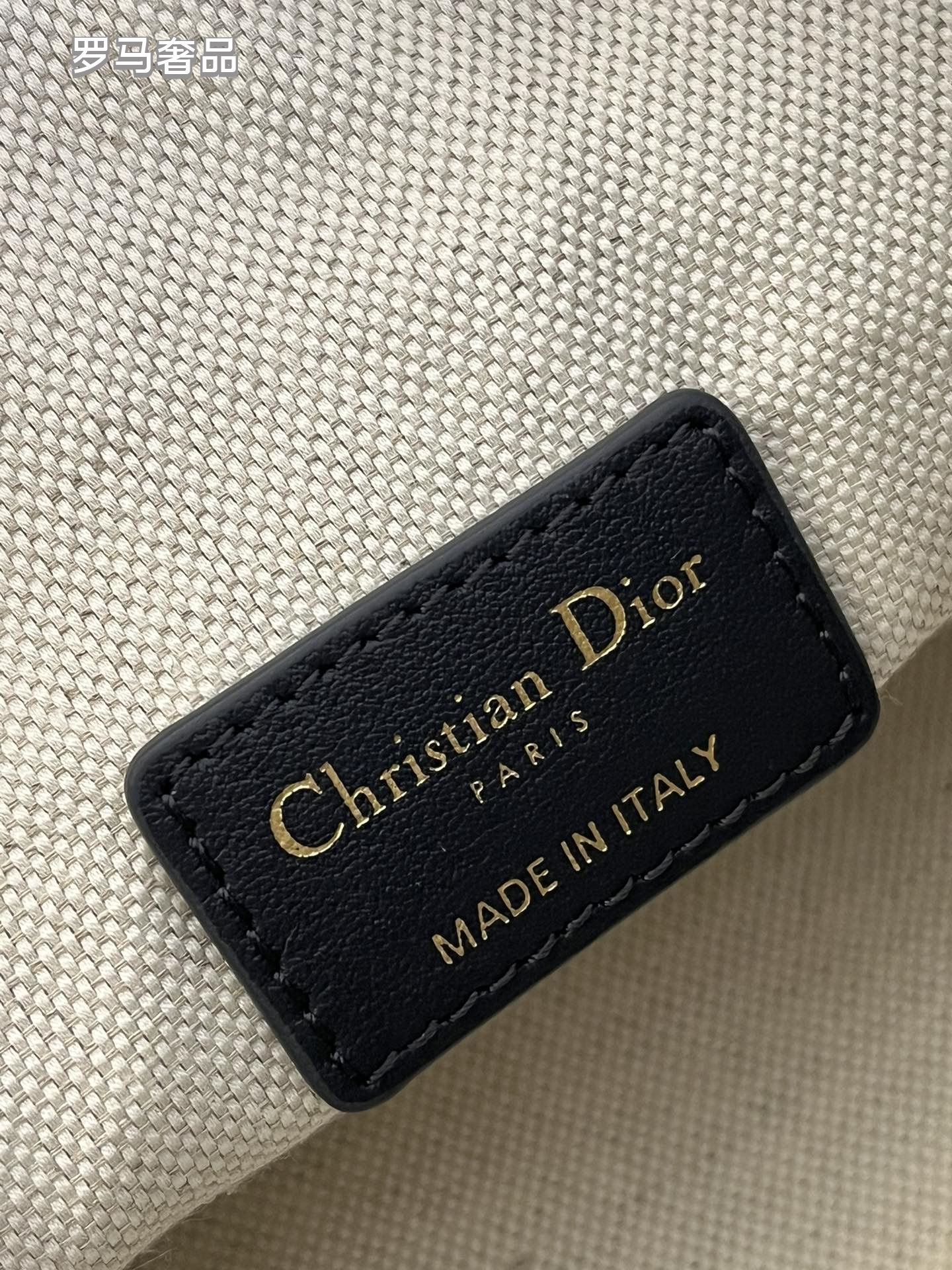 Vintage Inspired Monogram Canvas Shoulder Bag with Adjustable Strap - Navy Blue & Grey