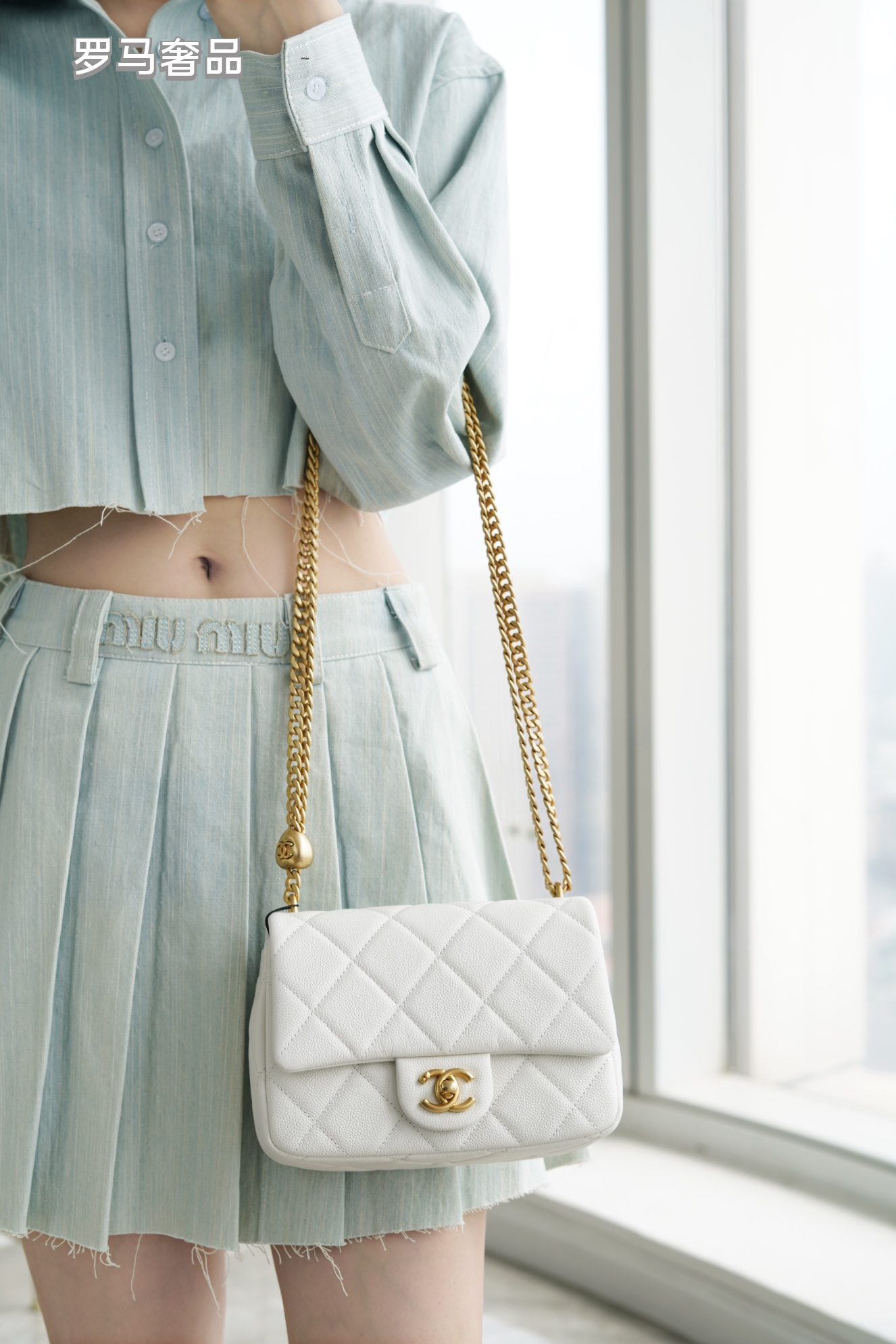 Chanel Quilted Leather Mini Flap Bag with Gold Heart Charm Chain - Black