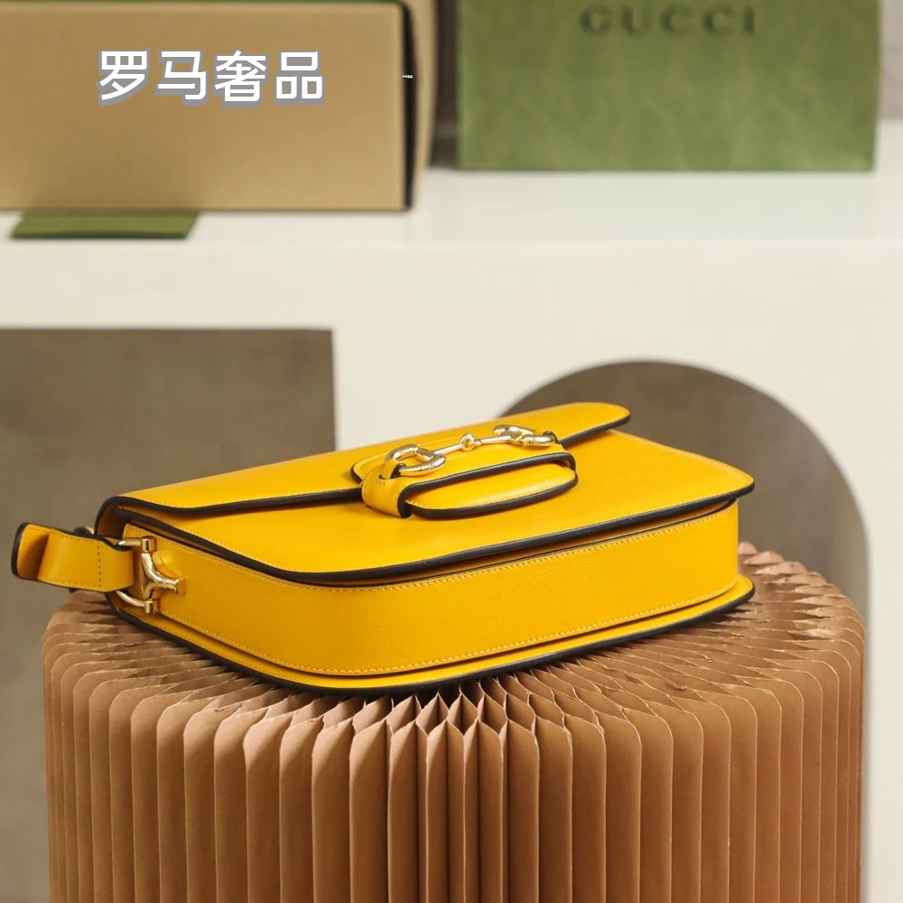 Gucci Luxury Horsebit Detail Flap Leather Crossbody Shoulder Bag