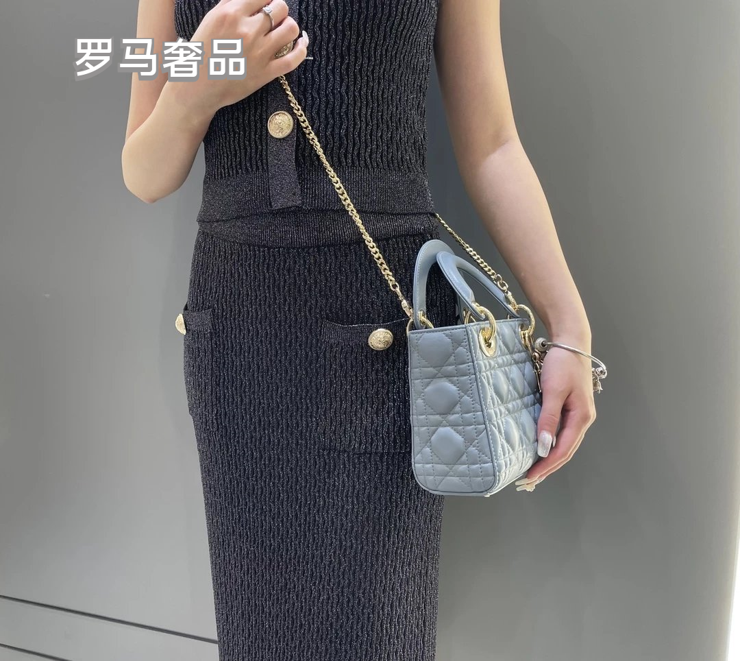 Christian Dior Lady Dior Mini Bag White Cannage Lambskin with Silver-Tone Hardware