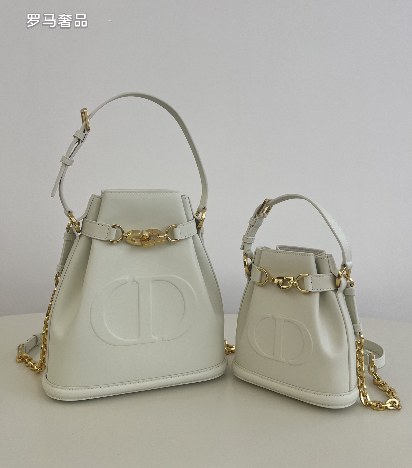 Christian Dior C'est Dior Bucket Bag - White Calfskin with Gold-Tone Hardware