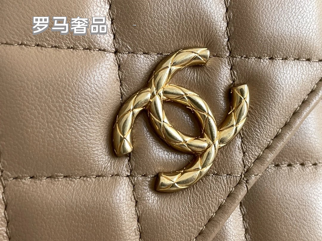 Dark Green Quilted Leather Mini Flap Bag with Gold-Tone Chain and Logo