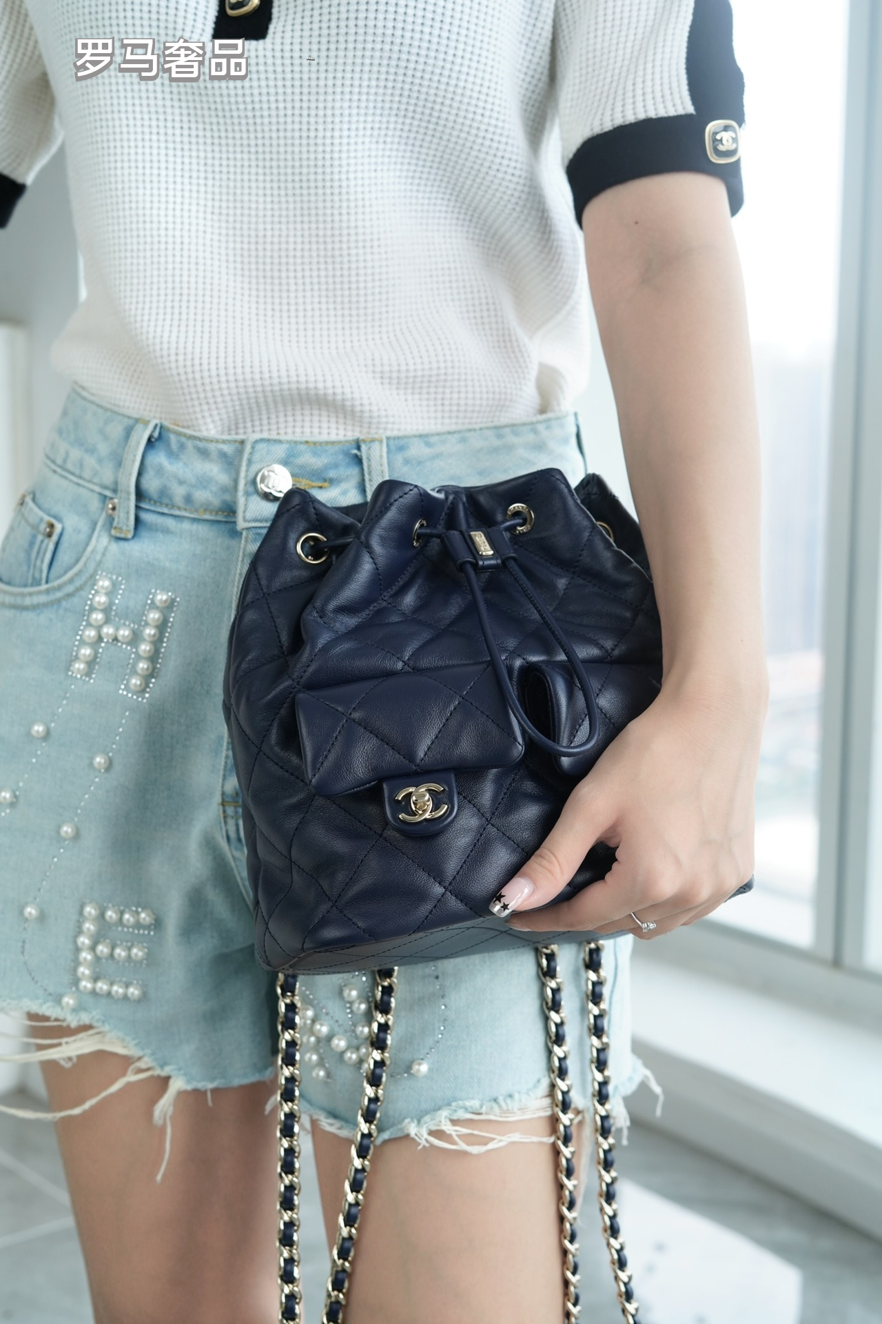 Chanel Navy Quilted Lambskin Leather Backpack with Silver-Tone Hardware