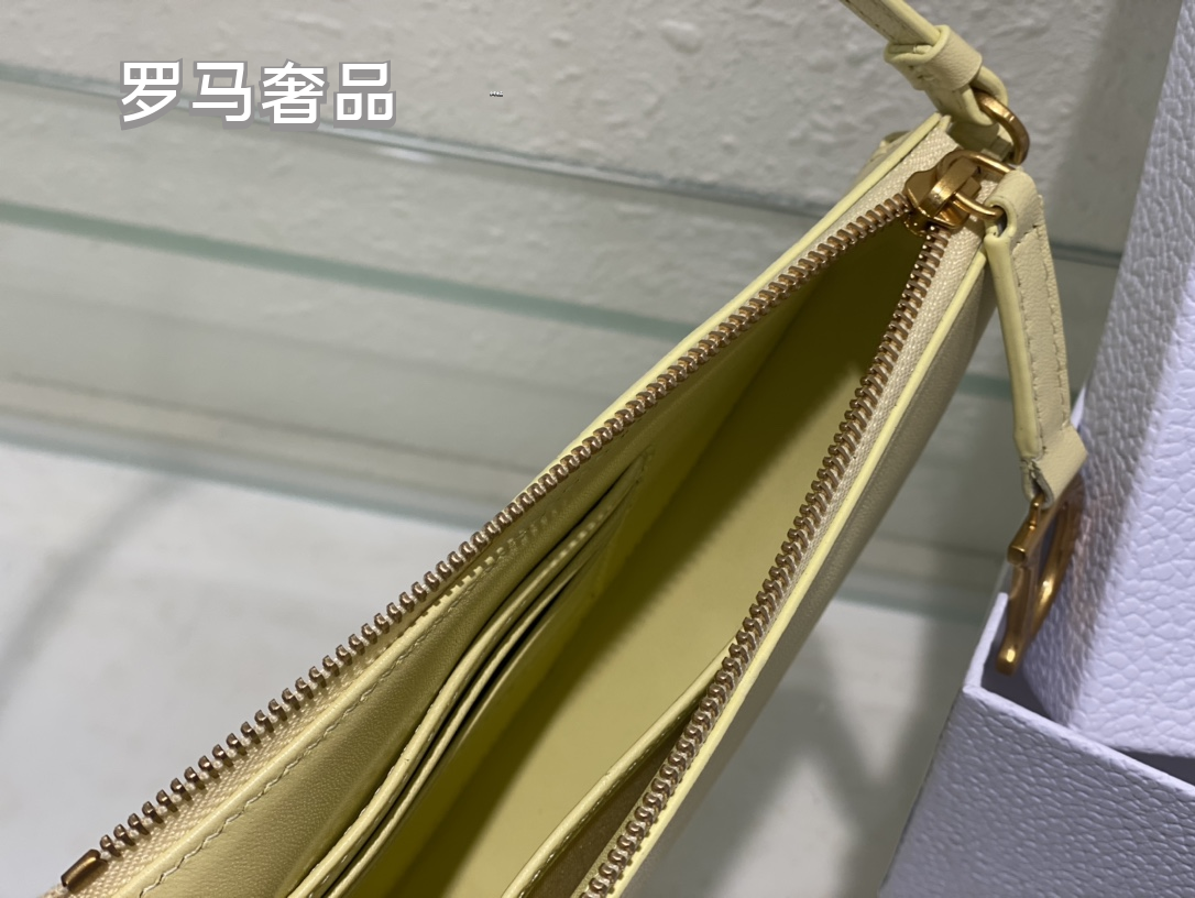 Dior Vintage Asymmetric Leather Saddle Shoulder Bag with Gold Letter Charm