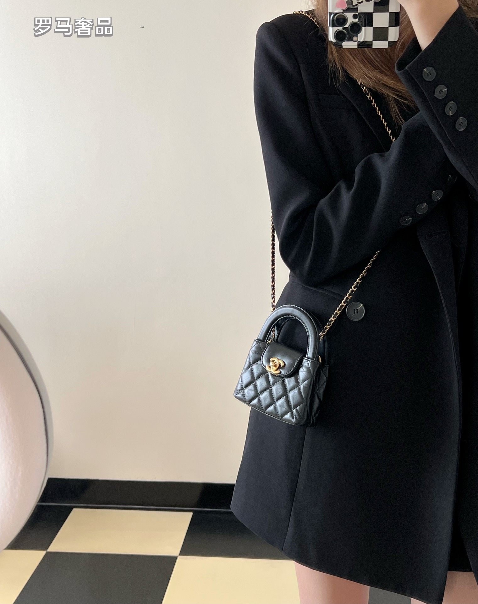 Chanel Black Quilted Lambskin Mini Top Handle Bag Gold-Tone Hardware