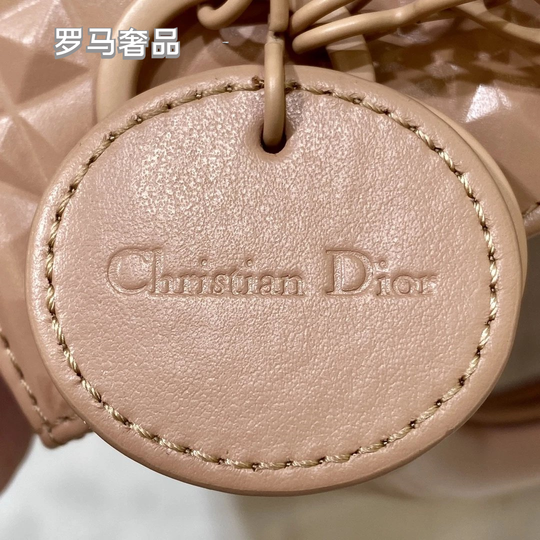 Dior Matte Beige Quilted Leather Mini Handbag with Top Handle and Chain
