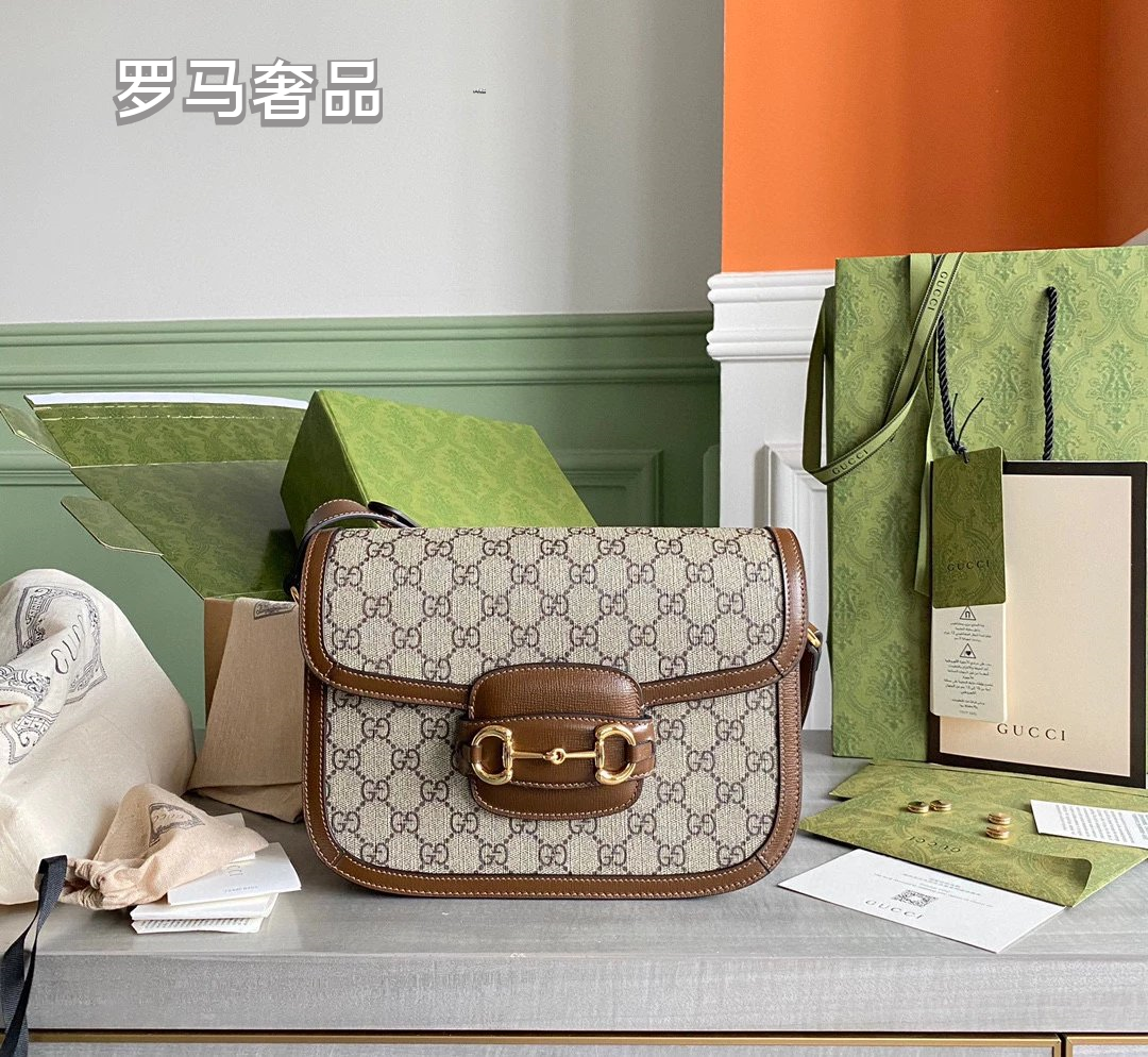 Gucci Vintage Monogram Canvas Crossbody Bag with Red Leather Trim