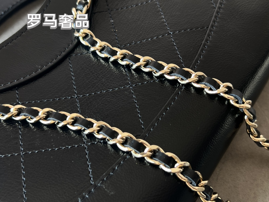 Chanel Black Leather Mini 31 Shopping Bag with Silver-Tone Chain
