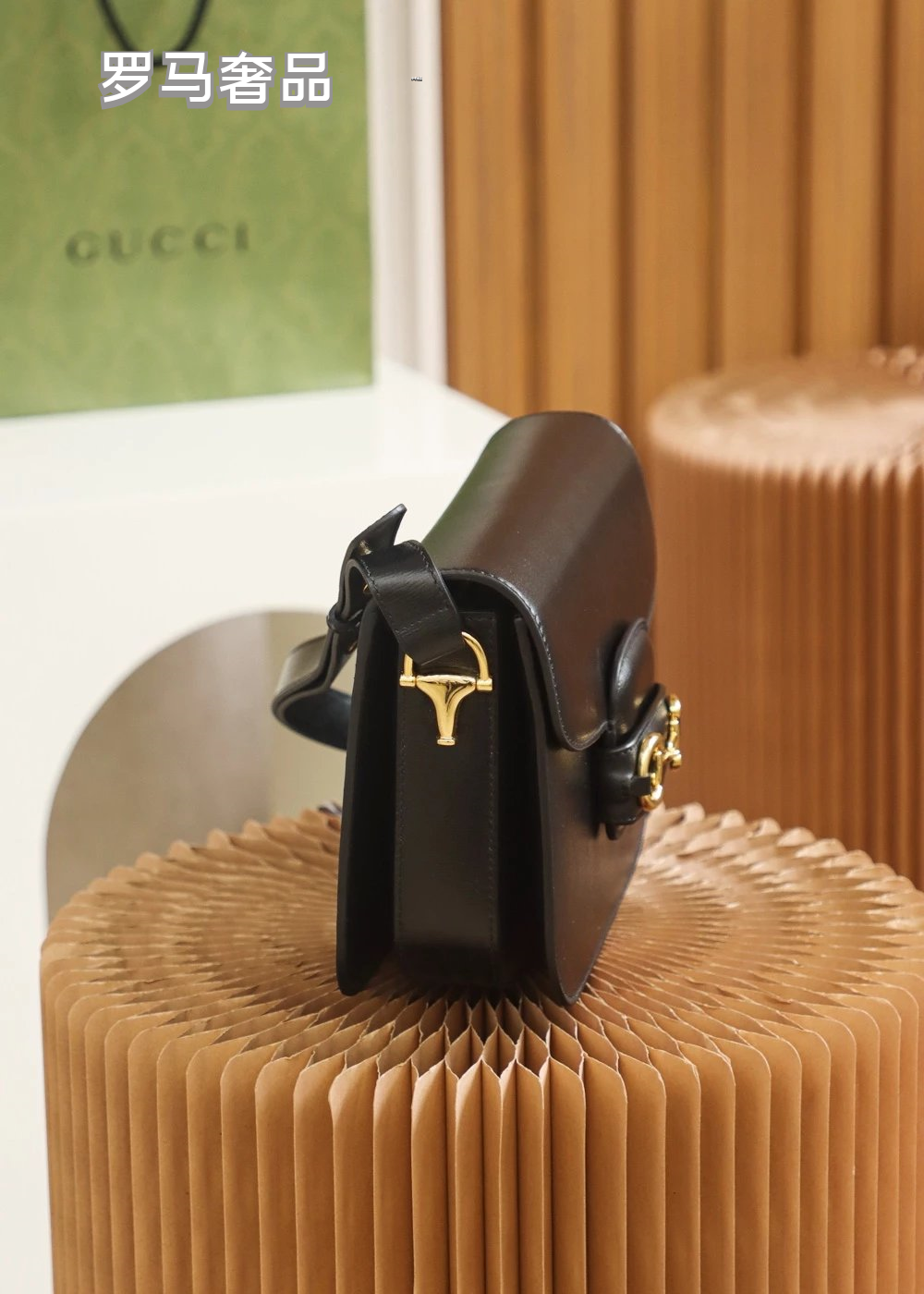 Gucci Luxury Horsebit Detail Flap Leather Crossbody Shoulder Bag